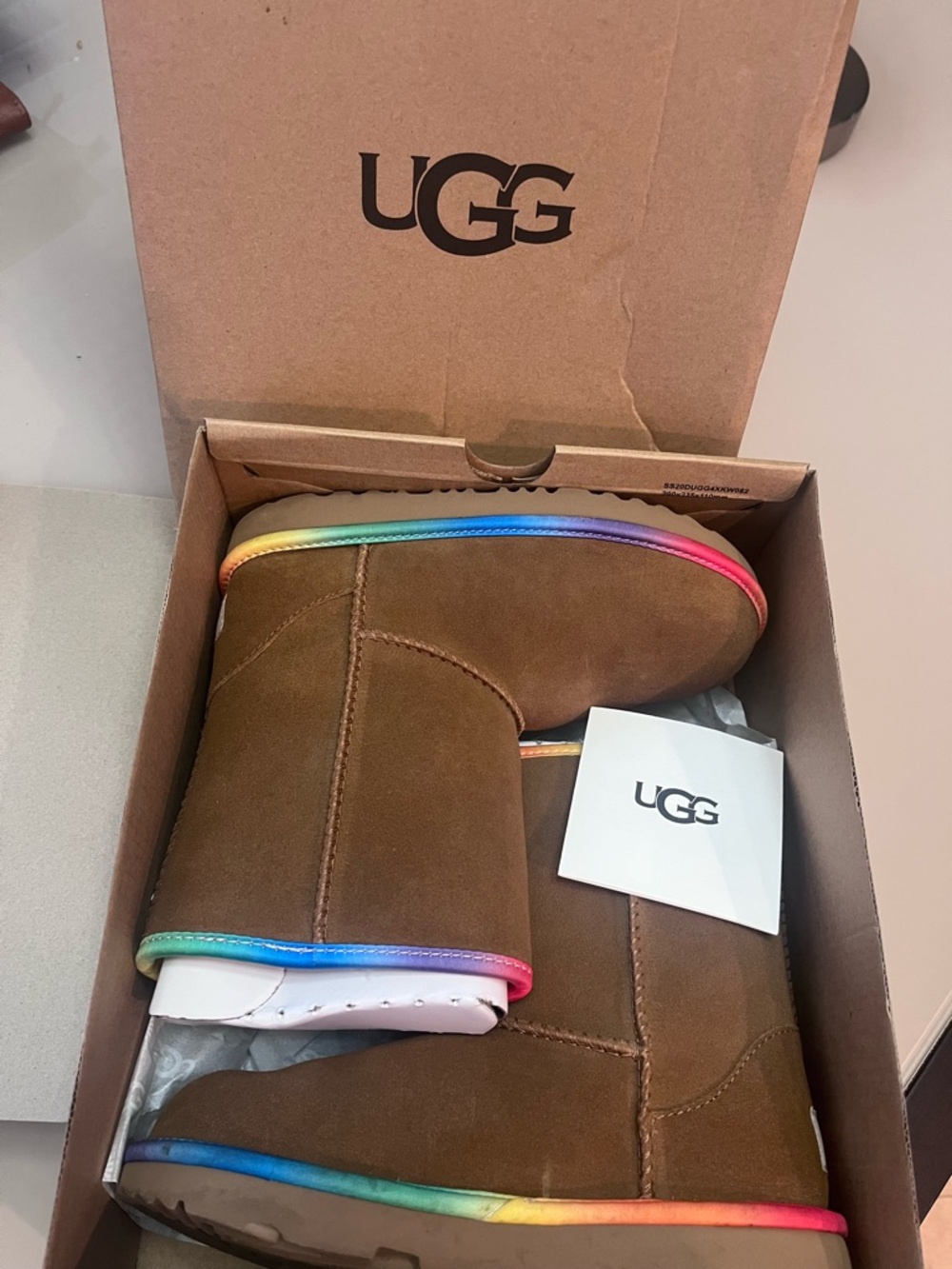 UGG Kids Classic Short II Rainbow Boots - Chestnut - Picture 2 of 8